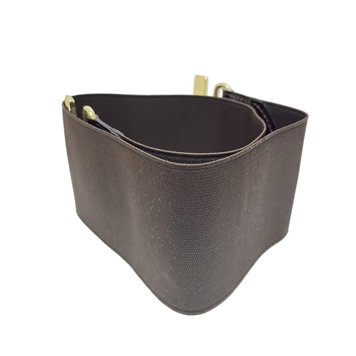 アトリエアンボワーズ ベルトH Buckle Belt ダークブラウン ゴールド