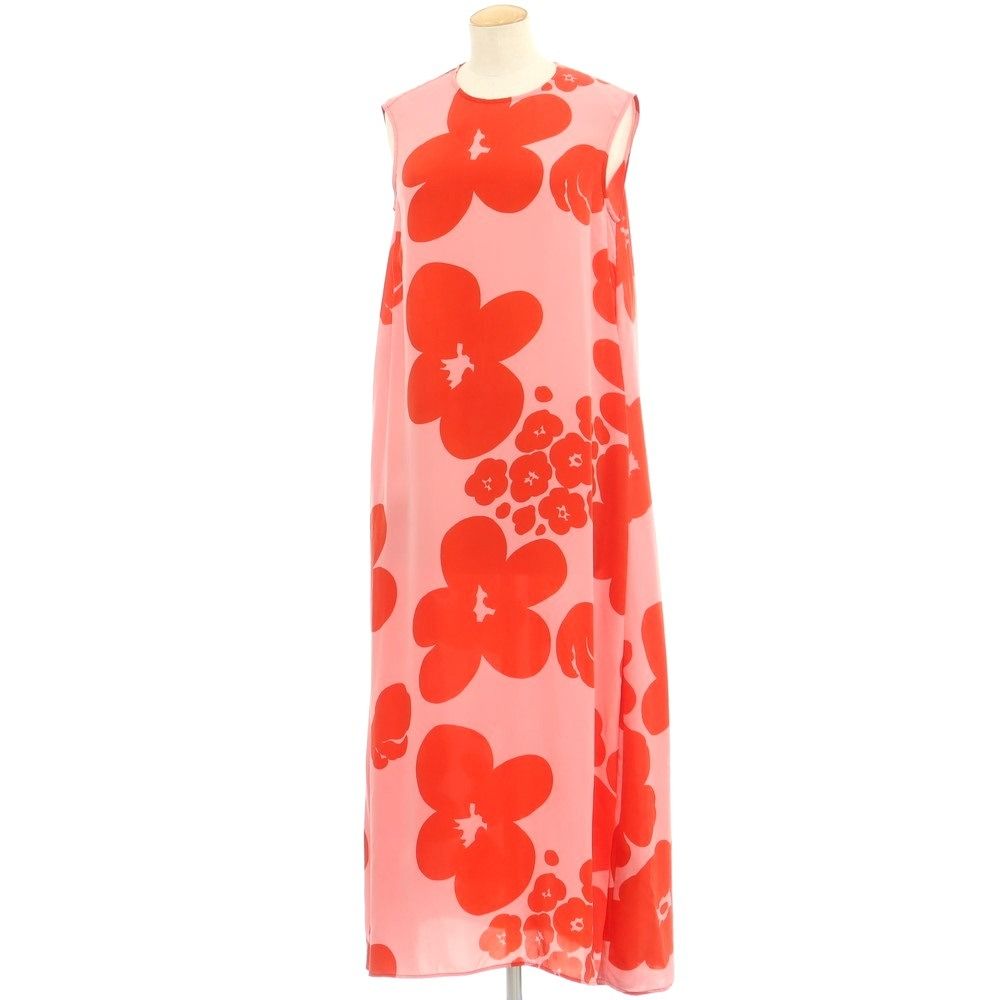 中古】マリメッコ marimekko キュプラ 花柄 ノースリーブ ワンピース 