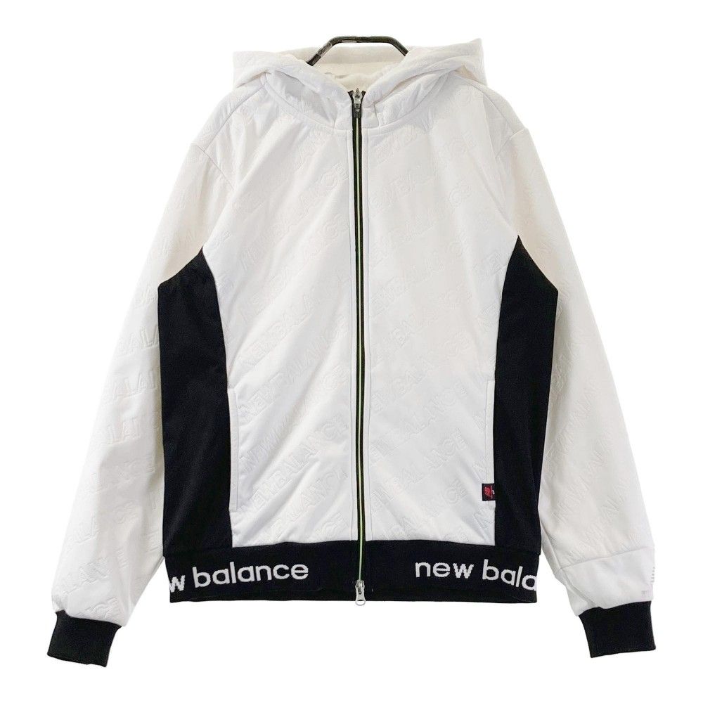 サイズ：2 NEW BALANCE GOLF ニューバランス  裏起毛 ジップパーカー ロゴ 総柄 ホワイト系 [240101443001] ゴルフウェア レディース ストスト サイズ：2 NEW BALANCE GOLF ニューバランス 裏起毛 ジップ
