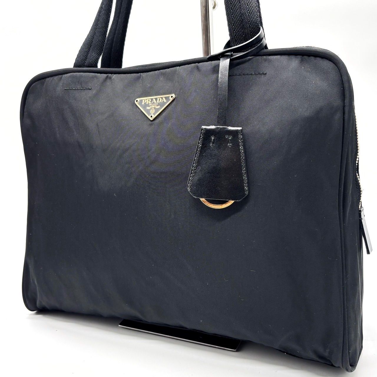 ✨良品✨ PRADA プラダ トートバッグ ハンドバッグ 三角ロゴプレート 