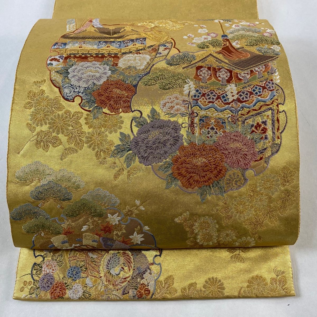 袋帯 美品 逸品 長嶋成織物 落款 瀞金錦 本金箔 祇園栄華文 山鉾