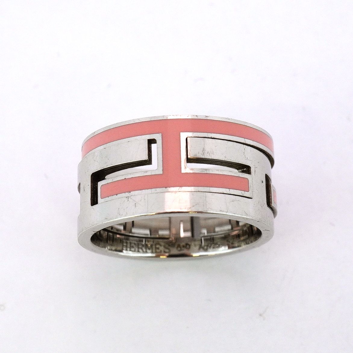 5jhb0101】エルメス リング ムーブアッシュ シルバー925 ピンク ＃52  