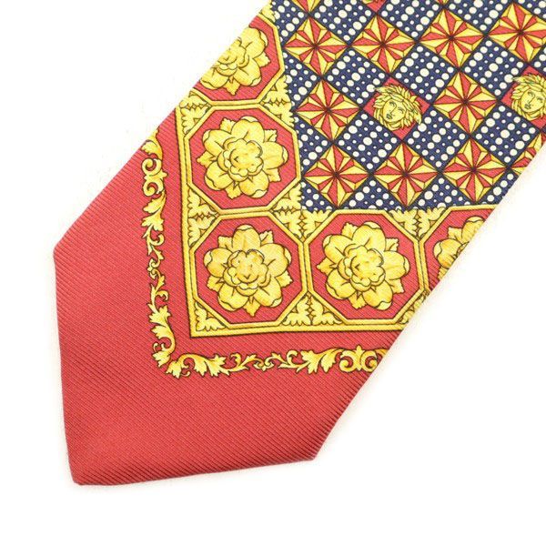 ジャンニヴェルサーチ イタリア製 ワイド シルク 総柄 ネクタイ  レッド Gianni Versace メンズ Gianni Versace - 【中古】 GIANNI VERSACE ジャンニ・ヴェルサーチ