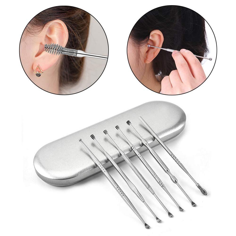 丸洗い 収納ケース付き 家庭用 お年寄り用 子供用 耳穴マッサージ 携帯便利 セット みみかき イヤークリーナー 耳掃除 耳かき6本セット YFFSFDC