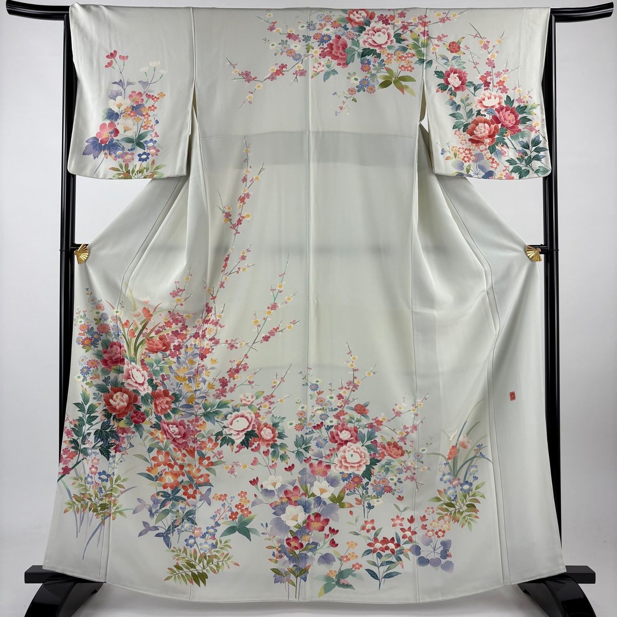 専用 最終値下げ 訪問着 加賀友禅 袷 薄緑色 花 波 家屋 作家 落款 美品 専用 最終値下げ 訪問着 加賀友禅 袷 薄緑色 花 波 家屋 作家