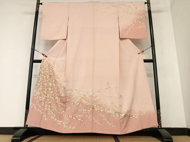 平和屋着物○訪問着 鬘帯花文 暈し染め 金彩 鈴乃屋扱い 正絹