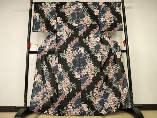 専用Y2621◆美品 洗える夏着物 絽 梅 小紋 着物 お仕立済み・単衣】洗える絽小紋（ベージュ系梅柄）（M） 0011