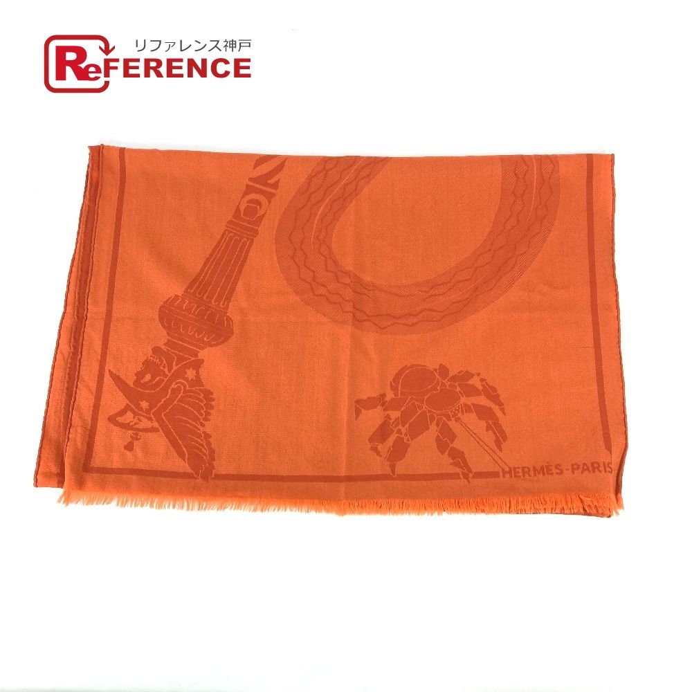 HERMES エルメス ストール 大判 ウール オレンジ - メルカリ