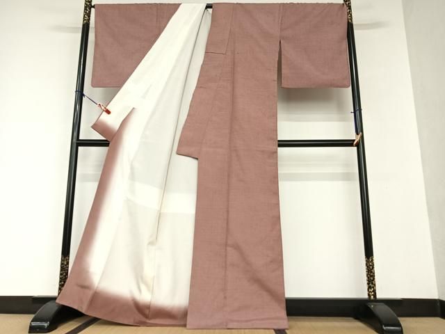 平和屋着物○銀座きしや 誉詩多工芸 誉志 紬 色無地 浅蘇芳色 正絹