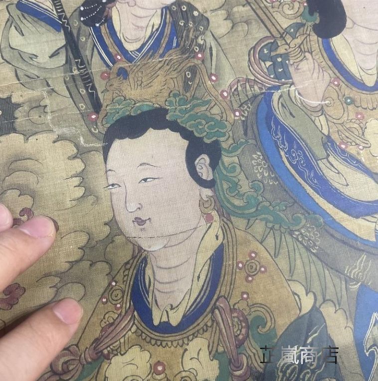 中国古美術・純手描き大六尺中堂神仙图・人物画・丁観鵬印款・