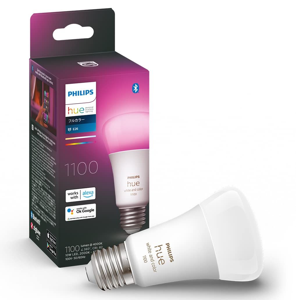 Philips Hue(フィリップスヒュー) スマート電球 LED電球 E26【60W後継品】75W形相当 Alexa対応 フルカラー 照明 ライト ランプ 調光 Echo Google Home Siri  [フルカラー] [【E26】75w] [1個入り]