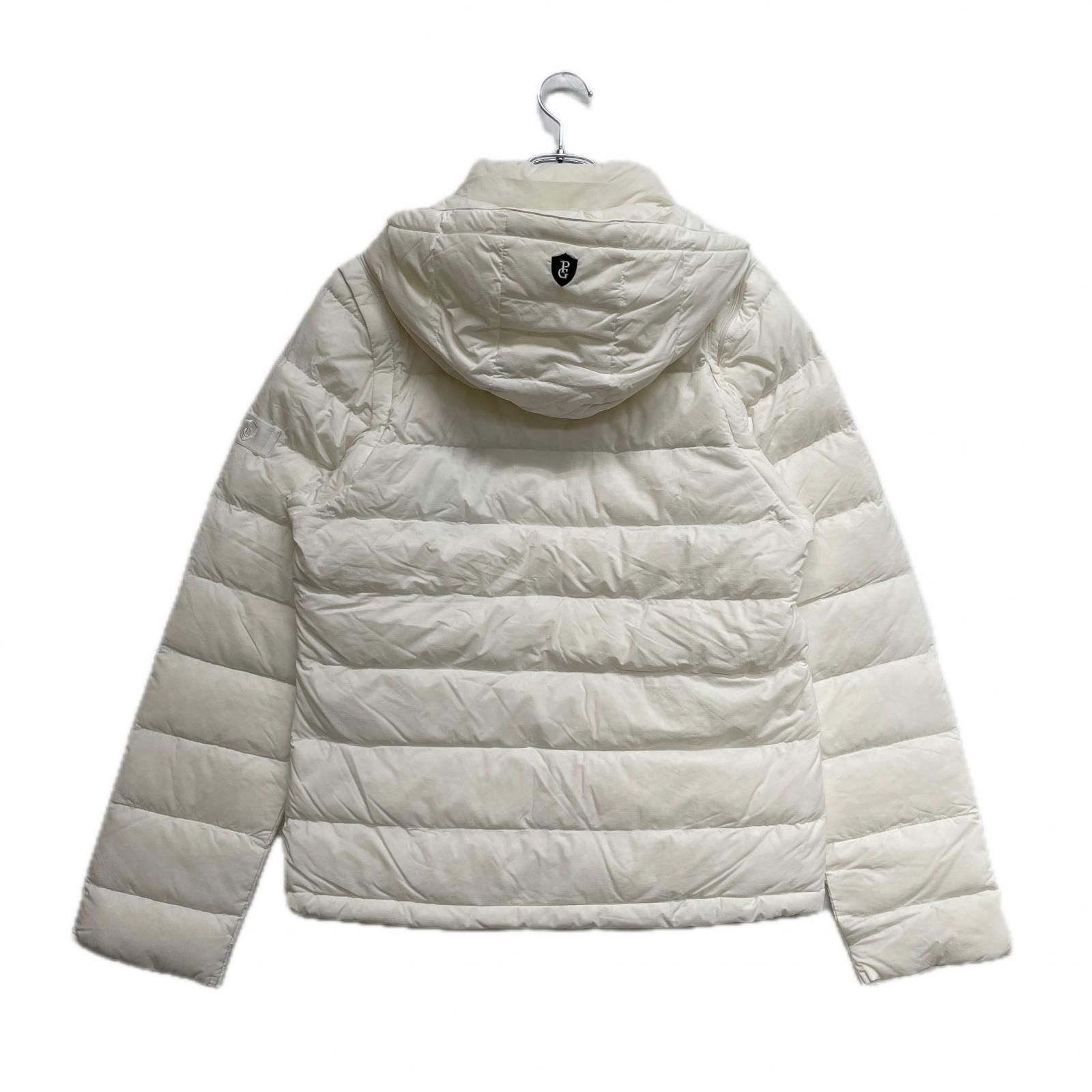 メンズ パーリーゲイツ PEARLY GATES ダウンジャケット 4 M 白 ホワイト ダブルジップ 防風 保温 巾着付き