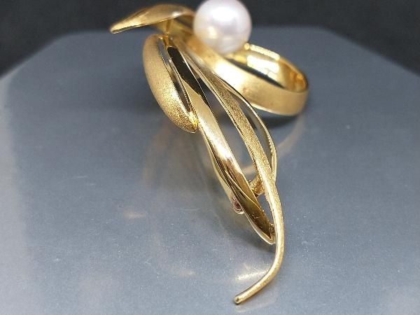 TASAKI K18 1Pフラワーモチーフブローチ 草花 マット 18K YG 18金イエローゴールド 田崎真珠 FORTGASGNV_COM_BR