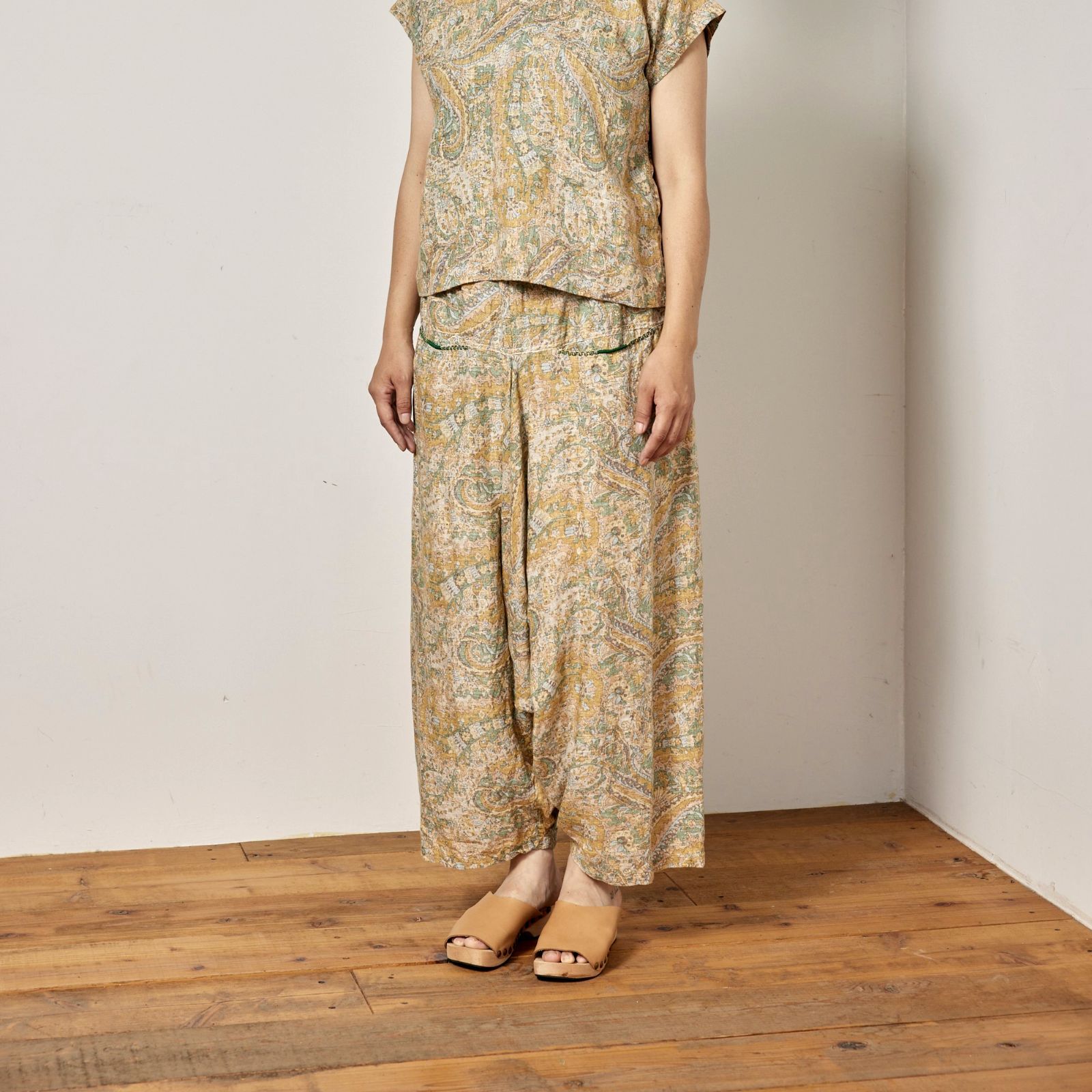 bighug リネンペイズリー サルエルパンツ