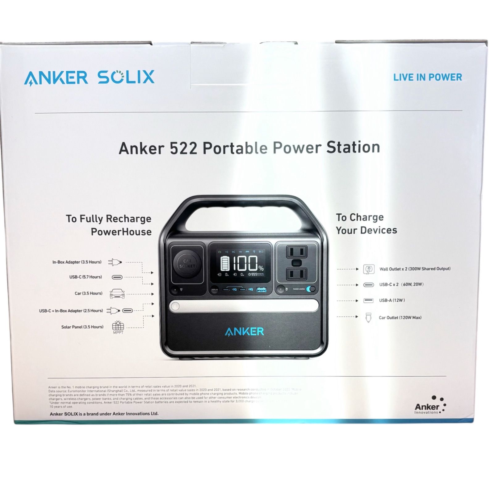 未開封 Anker 522 Portable Power Station PowerHouse 320Wh ポータブル電源 小型 軽量 定格300W USB-C 2ポート 長寿命10年 防災安全協会推奨 送料無料