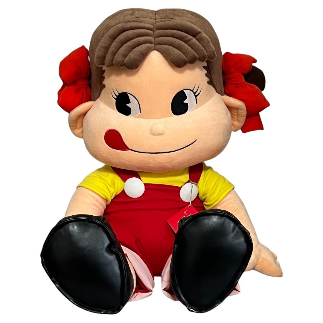 開封/箱傷 不二家 ペコちゃん ジャンボぬいぐるみ/人形[梱1.0]