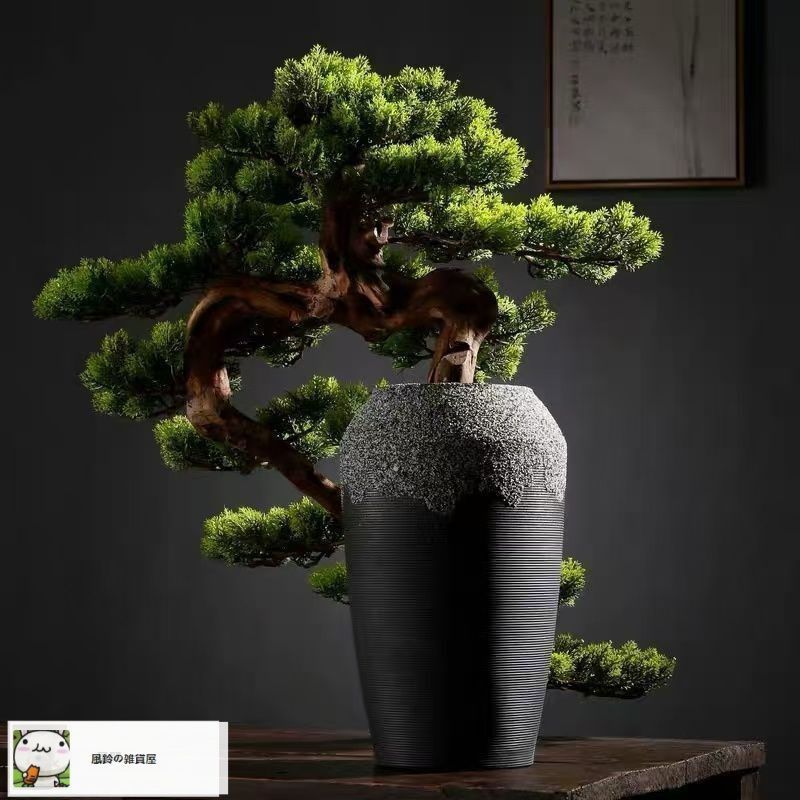♥ 松飾り 常緑樹人工木 人工盆栽 フェイク花瓶盆栽松 フェイクツリー盆栽植物 装飾用 デスクトップディスプレイ デスクトップディスプレイ 庭