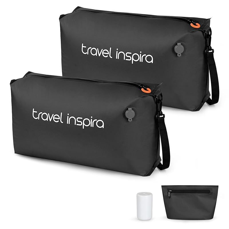 圧縮トラベルバッグ 収納 2枚 電動ポンプ 洗面ポーチ 22L 衣類50%圧縮 手動|真空両モード 3WAY TPU高耐久素材 完全密封防水 3泊分旅行|アウトドア リュック化 ブラック 0