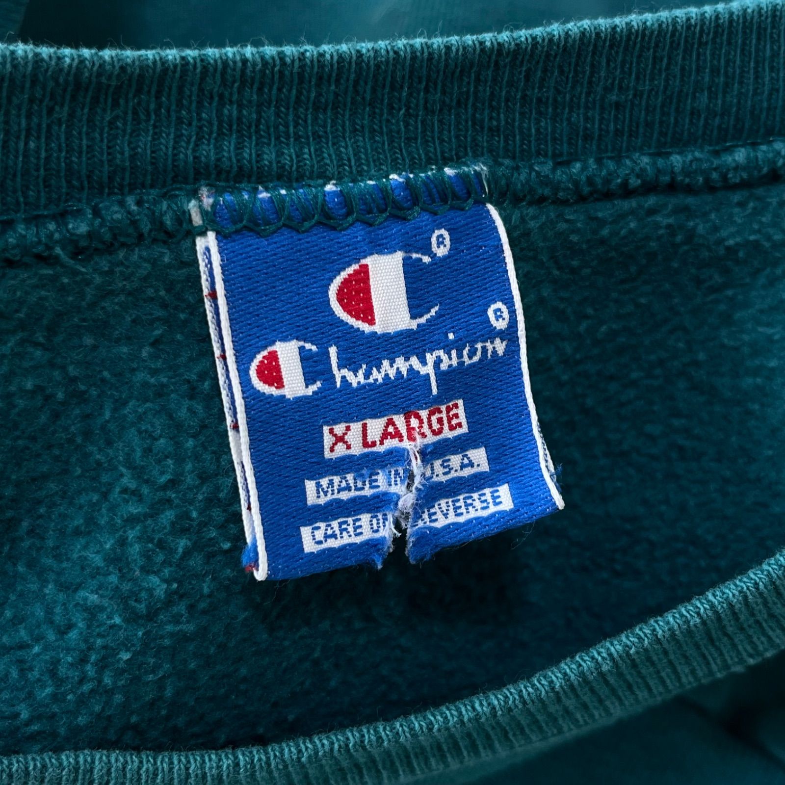 80s チャンピオン USA製 青刺繍タグ スウェット 前V スクリプトロゴ 