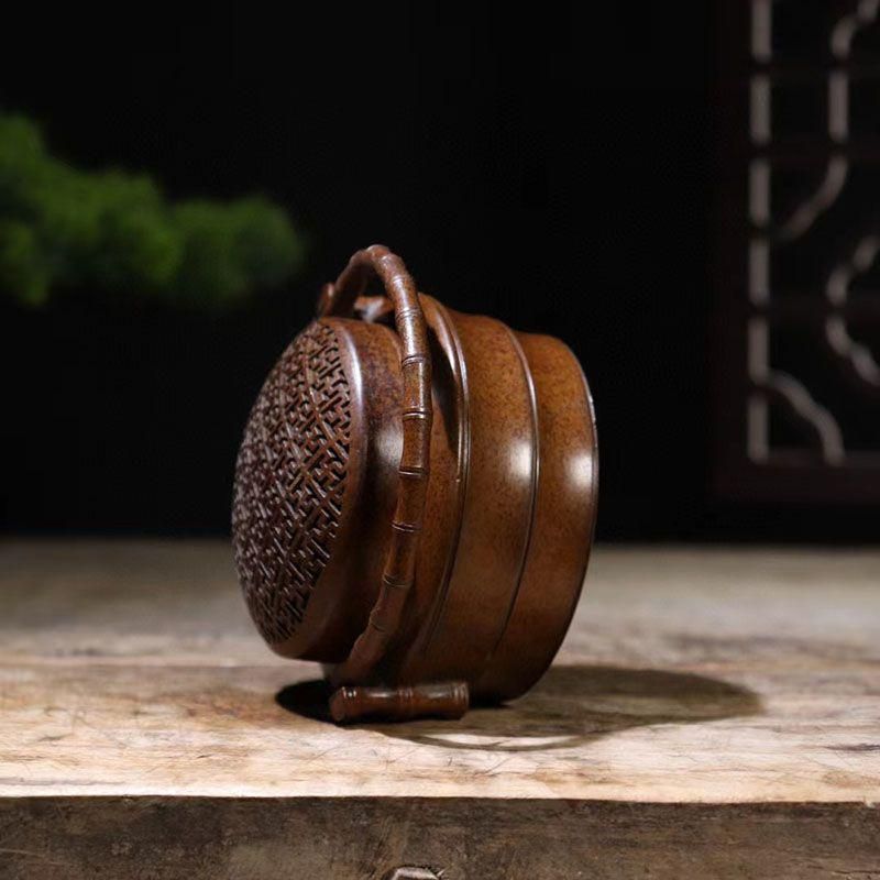 銅製 提梁暖手炉 竹節手提げ暖手炉 香炉 香道具 装飾品 工芸品 置物 銅製 提梁暖手炉 竹節手提げ暖手炉 香炉 香道具 装飾品 工芸品