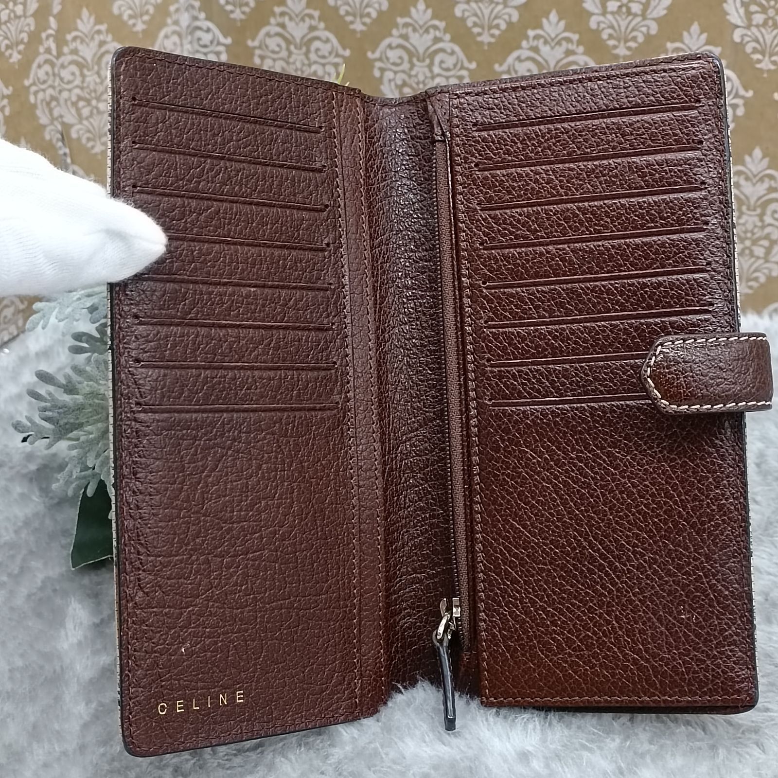 CELINE 》 セリーヌ 長財布 マカダム ロングウォレット トリオンフ総柄 