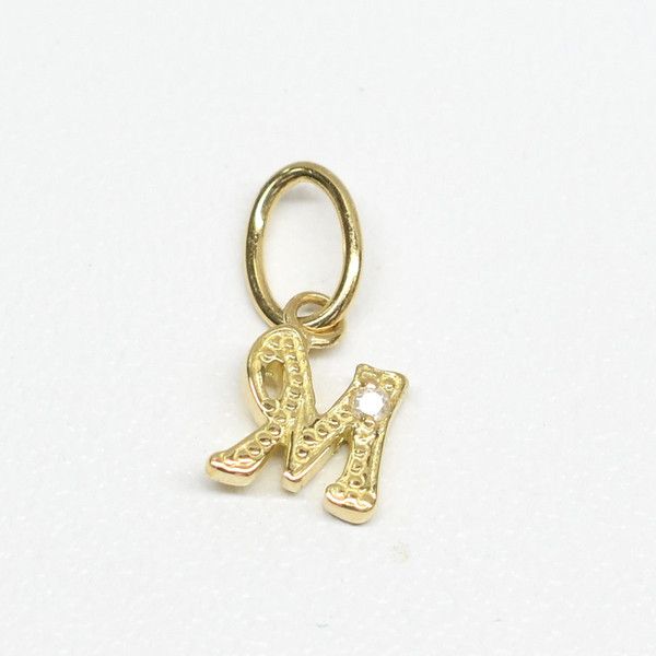 K18 18金 ダイヤ付きイニシャルペンダントヘッド イニシャルM ダイヤ0.01ct