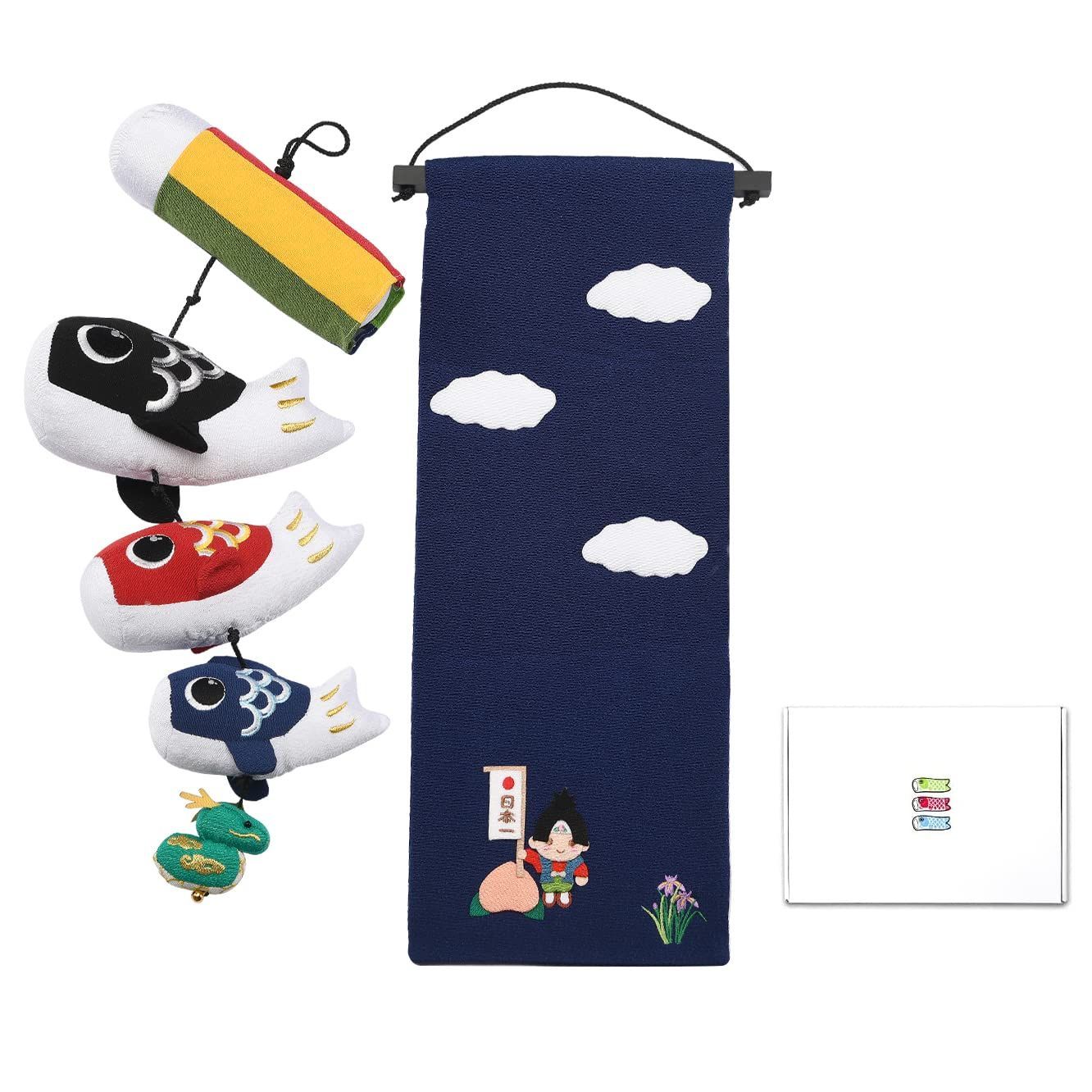 ミニ ギフトセット デコ 手縫い刺繍ちりめん 五月人形 プレゼントお祝い 端午の節句 鯉のぼり 室内鯉のぼり 56cm