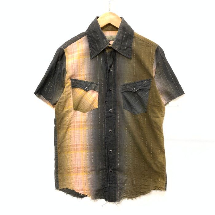 【品】AYUITE アユイテ AU07S-FS36 CUTOFF WESTERN SS SHIRT 半袖シャツ トップス ブランド 古着 サイズ：02 カラー：ブラウン チェック メンズ 【140-250316-gm-26-fuz】