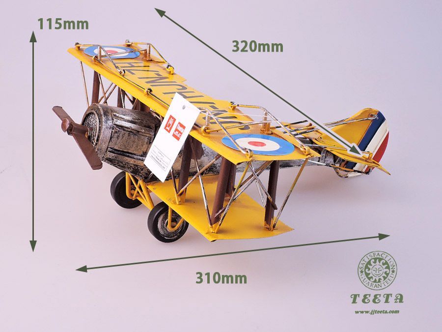 新品/未使用】teeta0012 ブリキ オブジェ 複葉機 黄色 イエロー 輸入