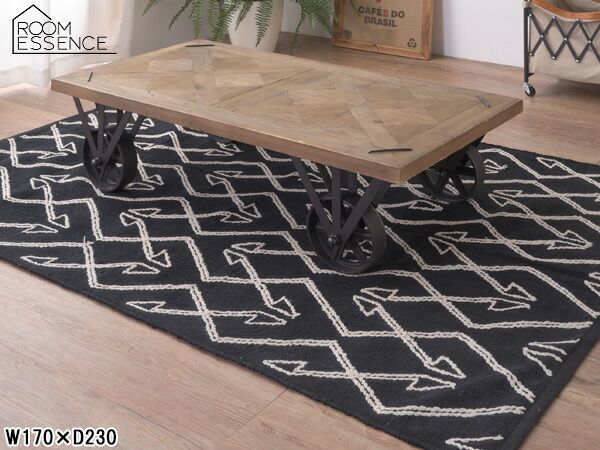 東谷 ラグ ブラック W170×D230 TTR-171A ごろ寝マット ホットカーペット可 収納袋付き モダン 西海岸 長方形 メーカー直送 送料無料