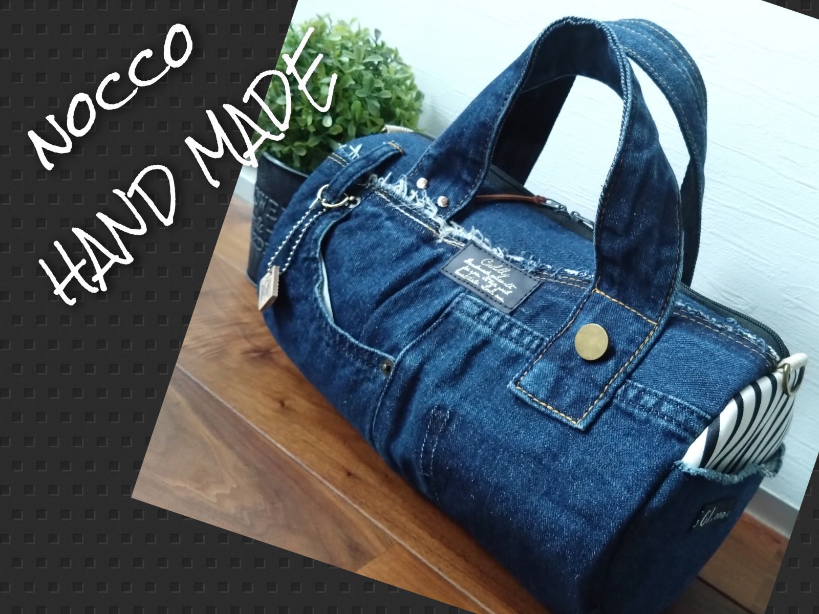 №702【DENIM❌️ドラム缶型ショルダーバッグ🩷】デニムリメイク