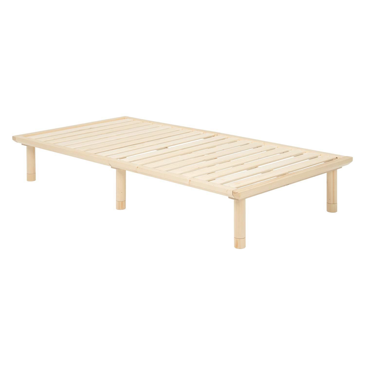 在庫処分 天然木パイン材 3段階高さ調整 安心の耐荷重100kg ロングサイズ 敷布団 シングル ベッドフレーム すのこベッド ナチュラル ベッド WB-7706SNA 萩原 Hagihara