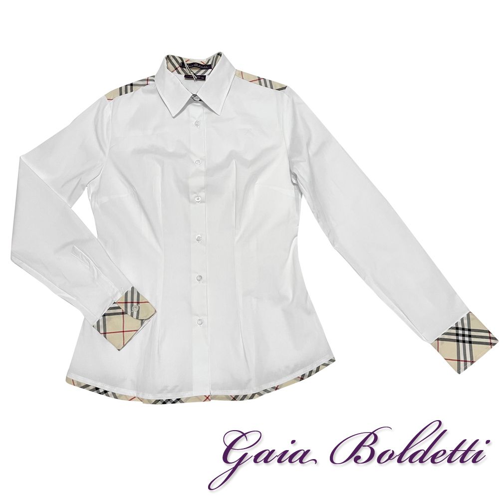 新品Gaia Boldettiイタリア製チェック柄シャツブラウス白#40#42 新品Gaia Boldettiイタリア製チェック柄シャツブラウス白#40#42 - メルカリ