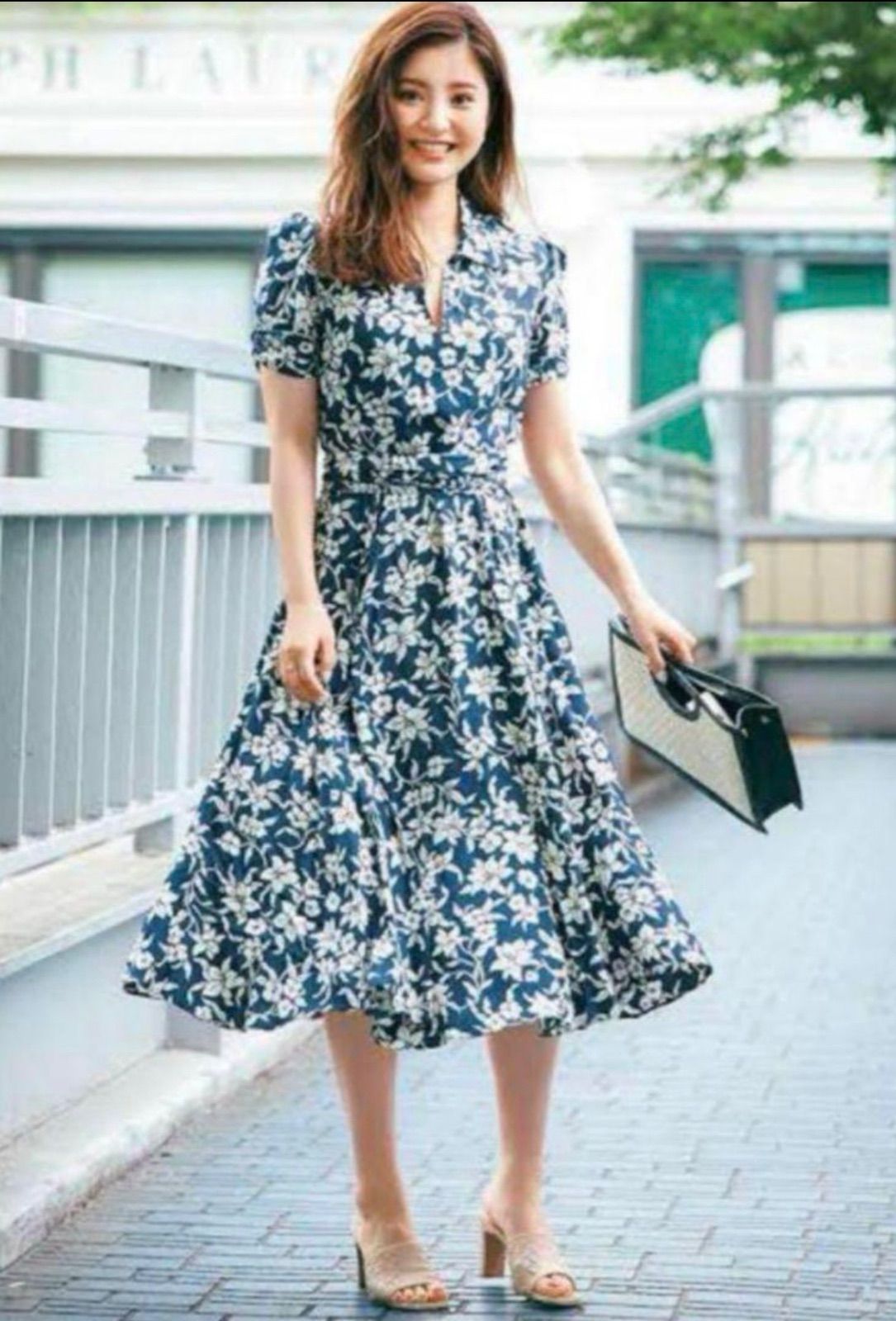 美品 POLO RALPH LAUREN 花柄ワンピース Aライン ドレス ポロ ラルフ