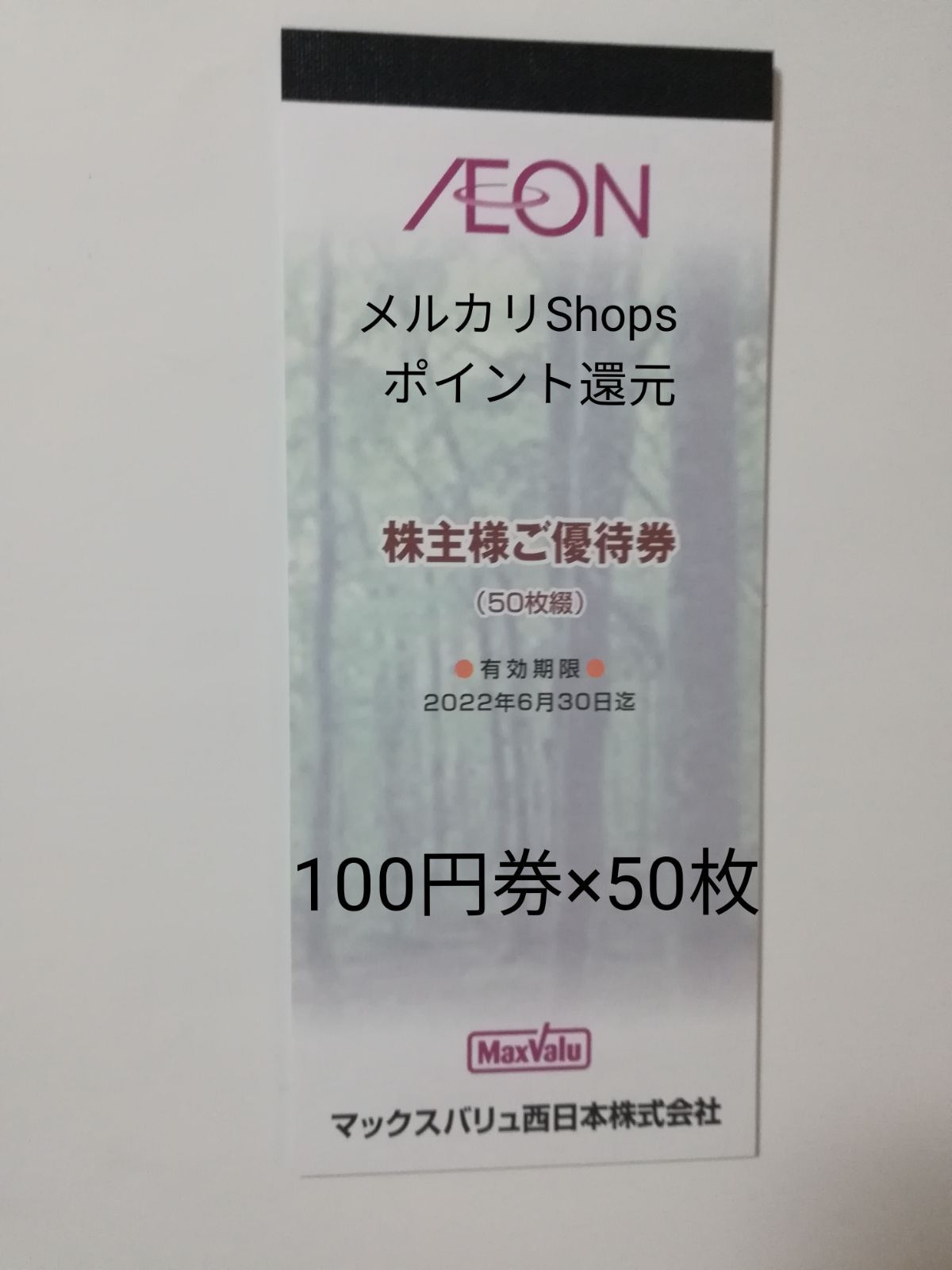 イオン マックスバリュ 株主優待券 100円券×50枚 5000円分 メルカリ便