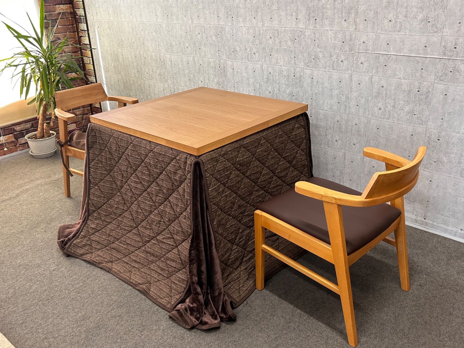 80×80 ダイニングコタツ お布団 椅子付き4点セット