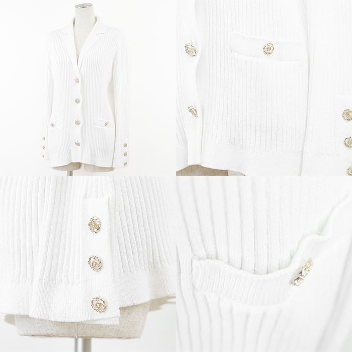 美品】CHANEL シャネル カーディガン P63091 リブ ニット COCOマーク  
