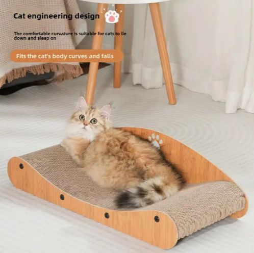 1pc 超大型猫の爪とぎソファ 耐摩耗段ボール 多機能猫の爪とぎ柱とラウンジャー 猫の爪ケアチェア 最大10kgまでサポート