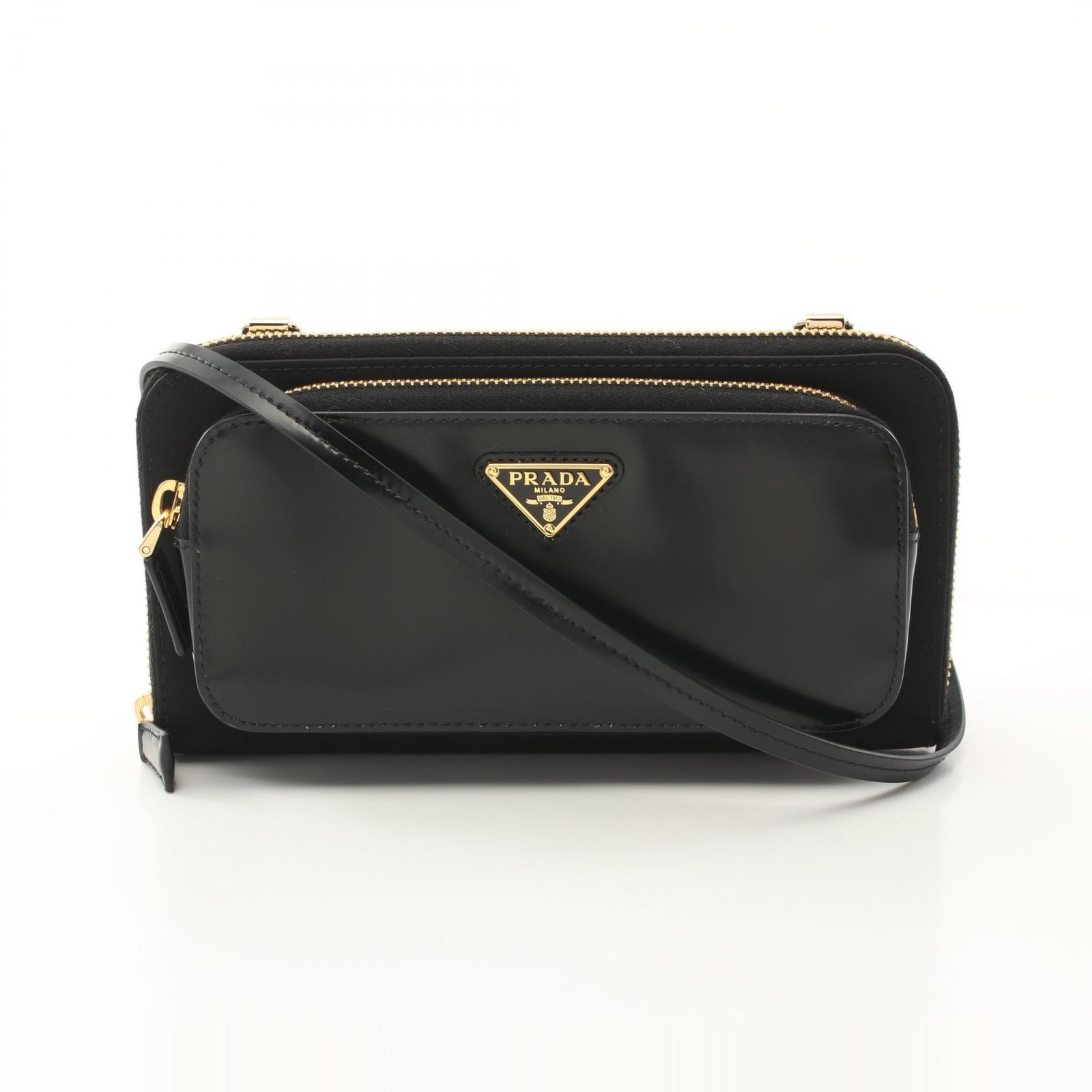 プラダ PRADA ショルダーバッグ TESSUTO SPAZZOL 1MT020 ブラック ナイロン レザー Re-Nylon ショルダーウォレット レディース Used A