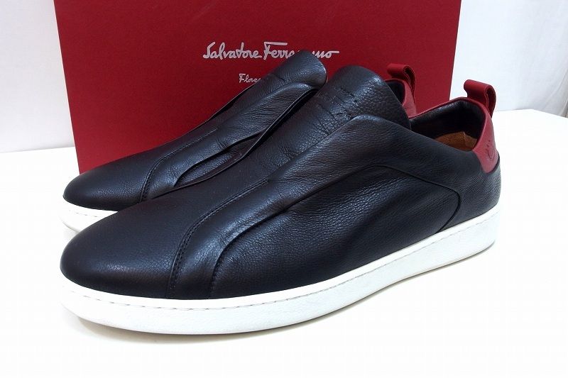 223603 Salvatore Ferragamo サルヴァトーレフェラガモ GARDA SLIPON 8 1|2 ガンチーニ レザー スリッポン スニーカー メンズ 8.5M 759990