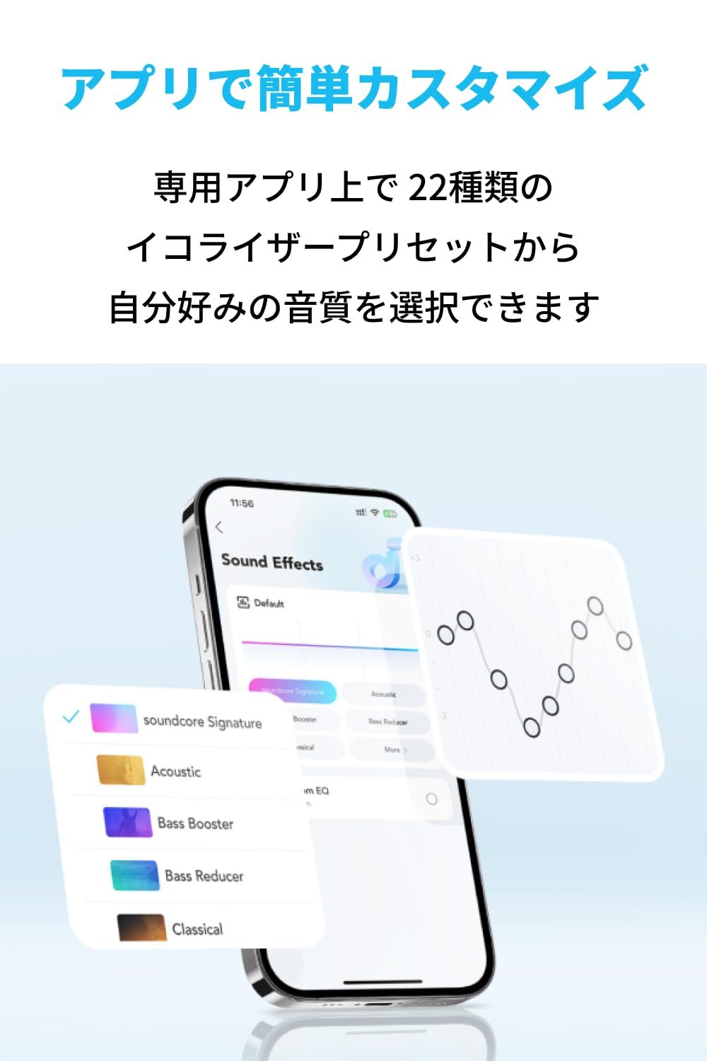 サマーセール！ Anker Soundcore Q11i Bluetooth 5.3 ワイヤレス ヘッドホン ハイレゾ対応 有線 | 重低音 | 最大60時間音楽再生| マルチポイント対応| アプリ対応 ブラック 上品な