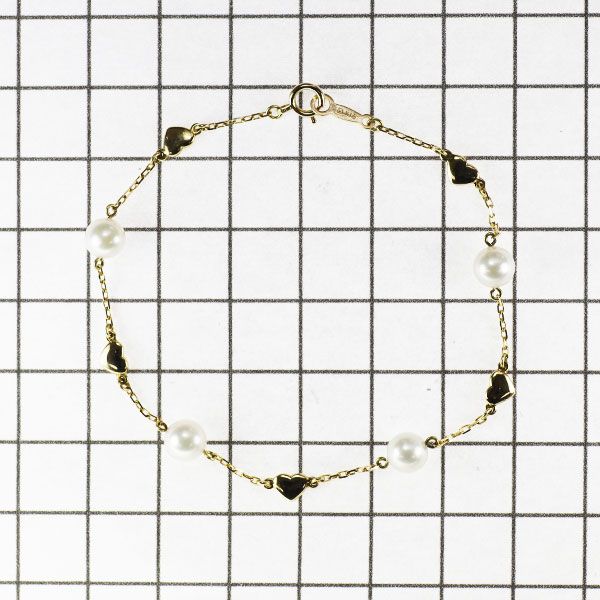 ミキモト K18YG アコヤ真珠 ブレスレット 径約 5.7-5.9mm ハート  