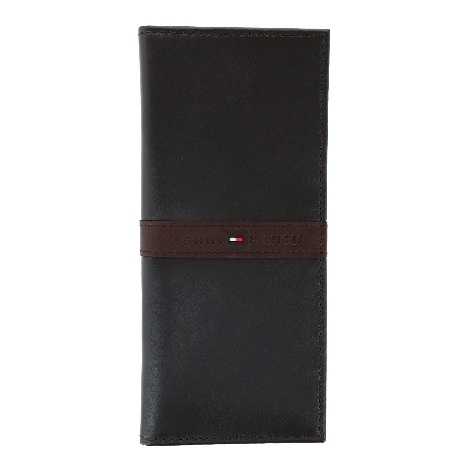 Tommy Hilfiger Men's Leather Ranger RFID Checkbook Secretary Wallet, Brown