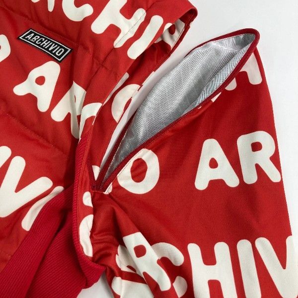 ARCHIVIO アルチビオ 2WAY 蓄熱 中綿ジャケット ロゴ柄 レッド系