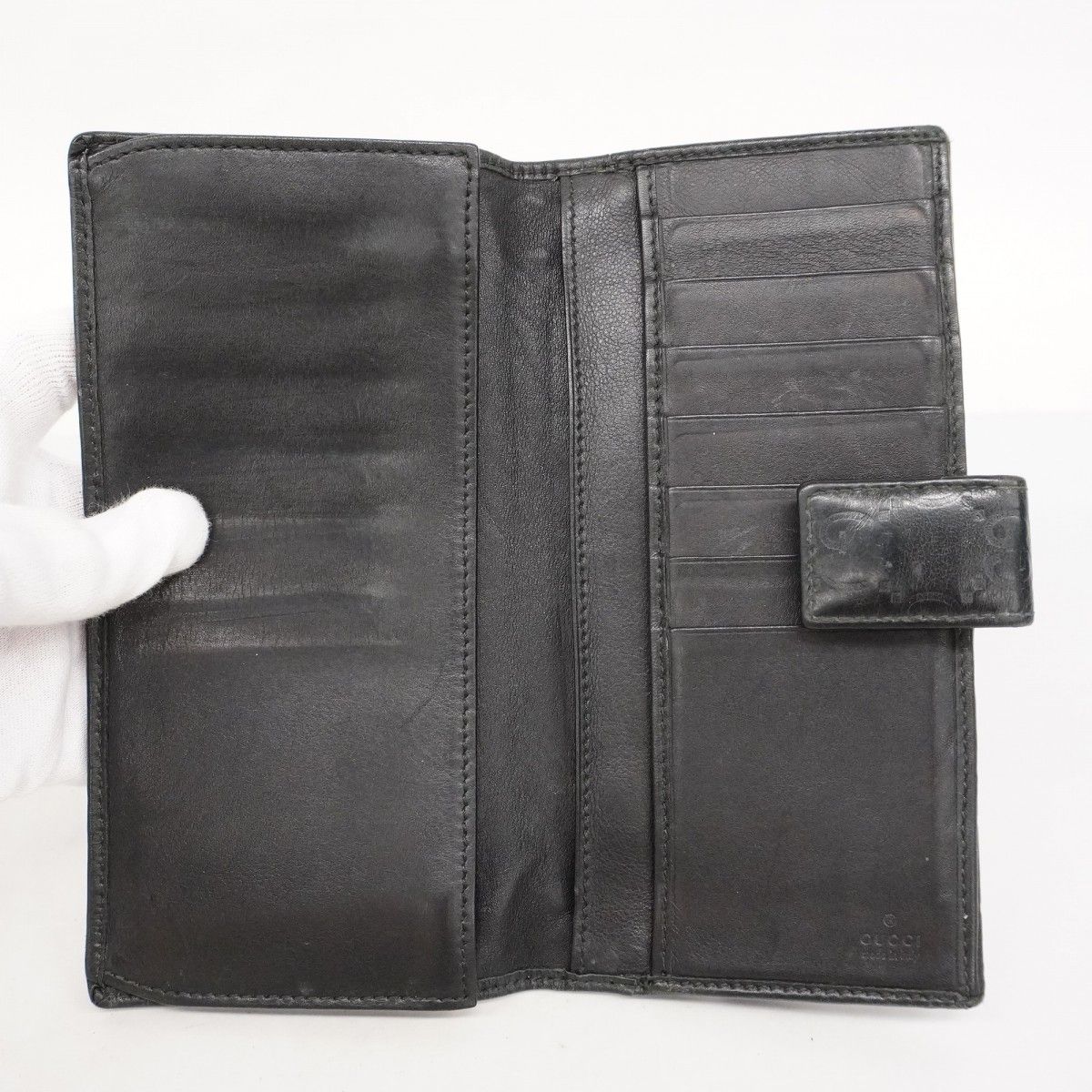 5hc2658】グッチ 長財布 グッチシマ 112715 レザー ブラック