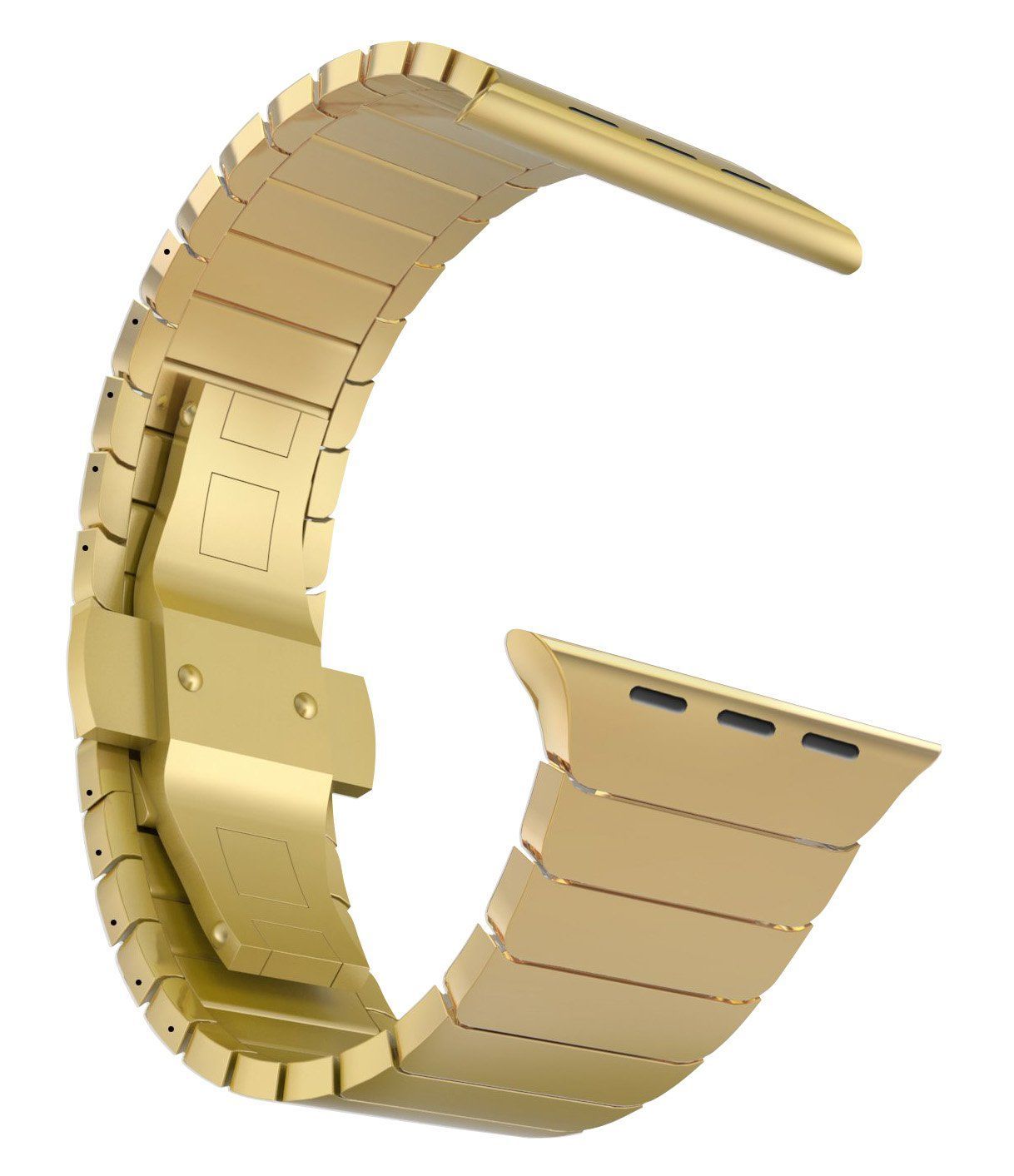 【在庫処分】MaKTechステンレススチール金属のリンクブレスレットバンドに対応しますと互換性があるApple Watch Series 9/Ultra 2/SE/8/7/2023 (45mm/44mm/49mmゴールド)