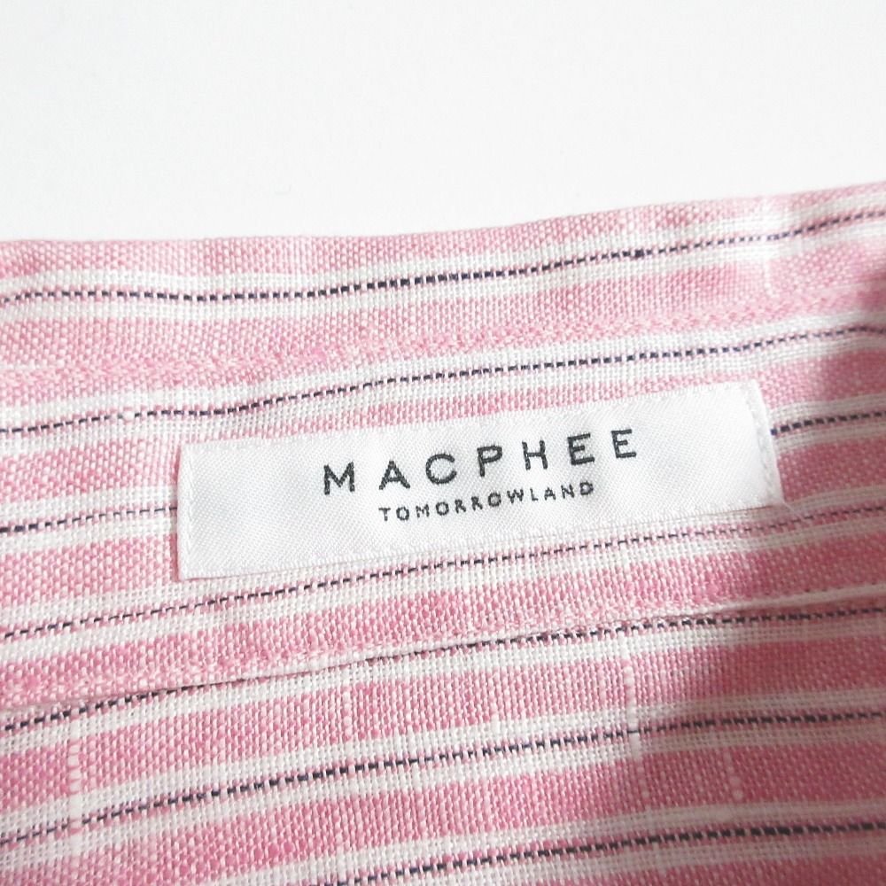 美品 22SS MACPHEE マカフィー トゥモローランド ベルギーリネン レギュラーカラーシャツ 12-01-22-01403 サイズ36 ピンク レディース 古着 中古 MACPHEE - 美品 22SS MACPHEE マカフィー トゥモローランド