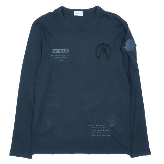 モンクレール MONCLER ロング Tシャツ カットソー 黒ラバー ロゴ モンクレール MONCLER ロング Tシャツ カットソー 黒ラバー ロゴ