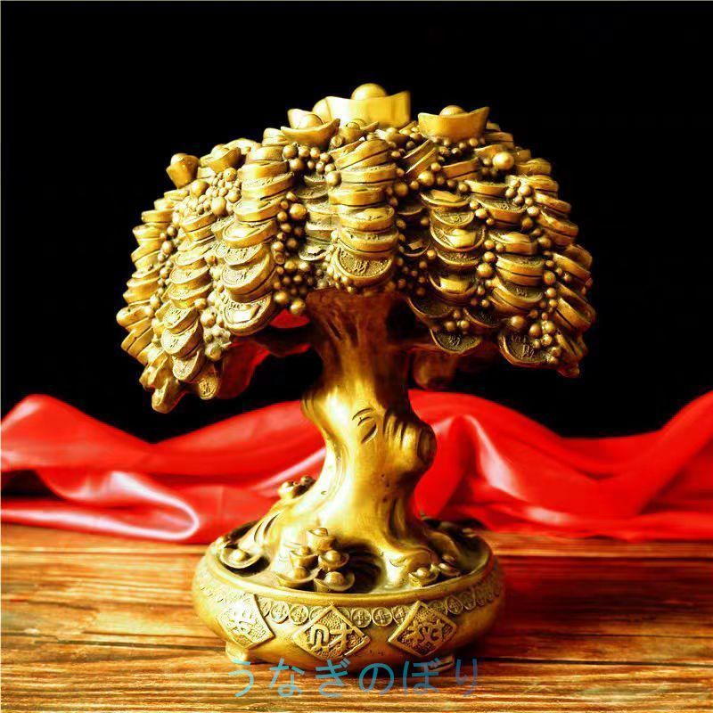 招財樹 純銅の金のなる木の置物