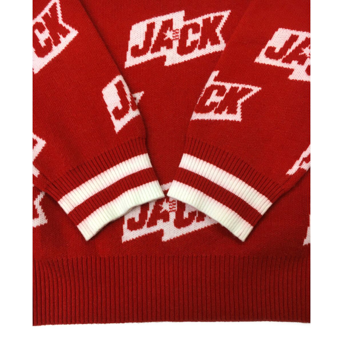 JACK BUNNY!! - coco 中古 ジャックバニー Jack Bunny!! レディース セーター 1(M) 赤 レッド 総ロゴ柄 タートルネック 中古 レディース ジャックバニー Jack Bunny!! セーター 1(M) 赤